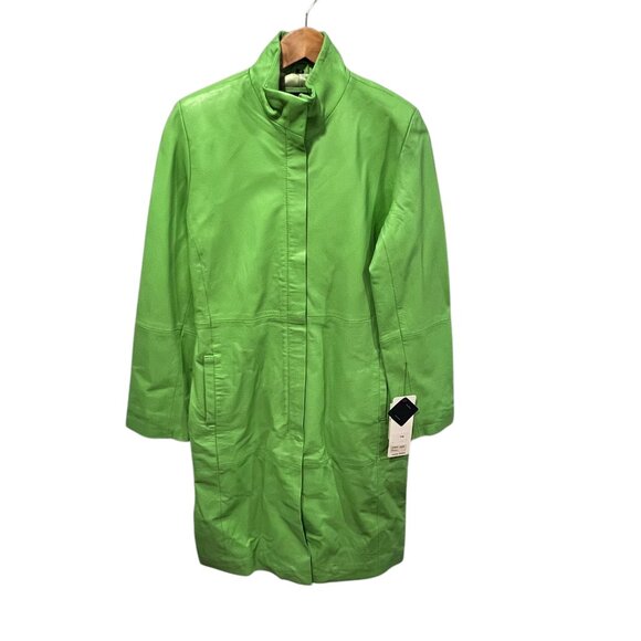 Vero Moda Long Leather Coat, NWT, Lime Green, M - Picture 9 of 9